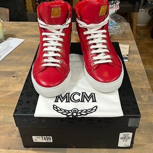 Gently worn mens MCM high top leather sneakers